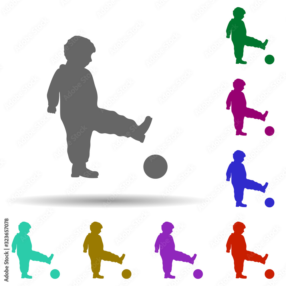 Poster boy push the silhouette multi color style icon. simple glyph, flat vector of children icons for ui a