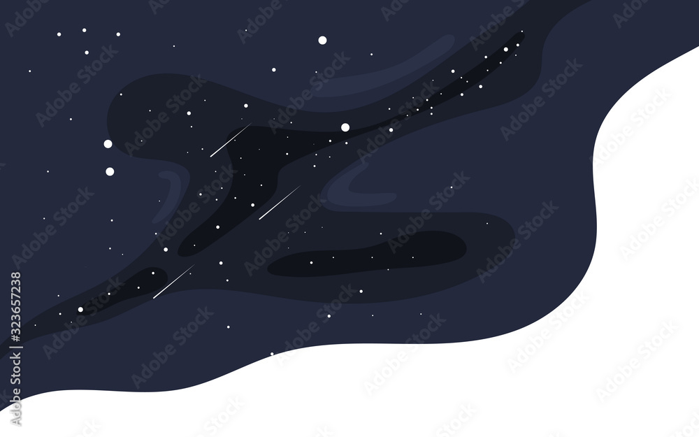 Poster vector space background . cute flat style template with stars in outer space