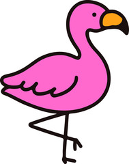 Outlined pink cute flamingo