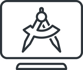 Compass and monitor icon, vector illustration