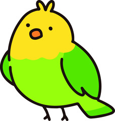 Outlined cute and simple green parakeet
