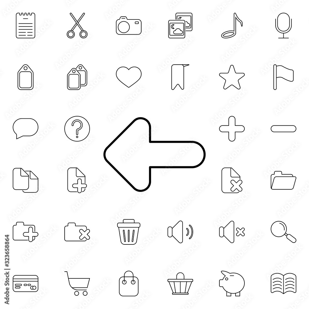 Poster left arrow icon. universal set of web for website design and development, app development