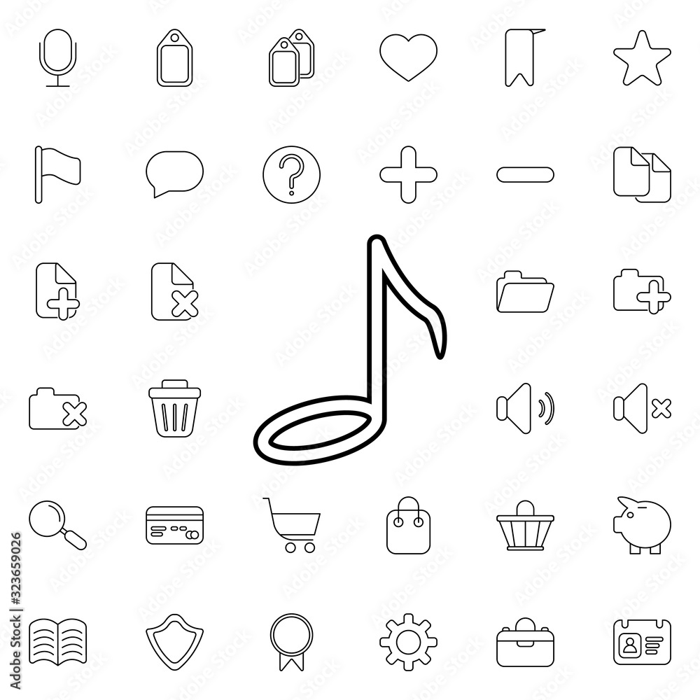 Poster music note icon. universal set of web for website design and development, app development