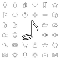 Music note icon. Universal set of web for website design and development, app development