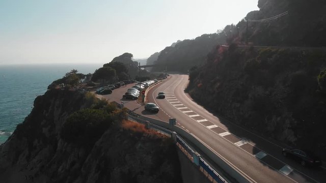 Calella Spain Catalonia road drone view