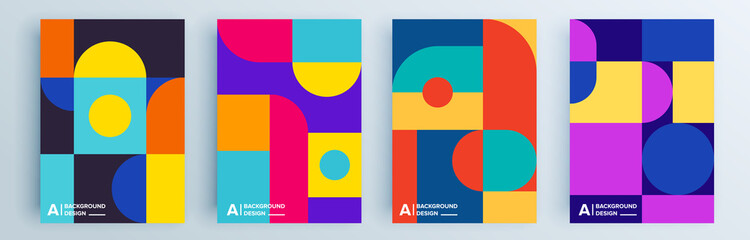 Modern abstract covers set, minimal covers design. Colorful geometric background, vector illustration.