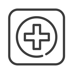 Fototapeta premium Health-care black line icon. Medical help. Public navigation. Pictogram for web page, mobile app, promo. UI UX GUI design element. Editable stroke.