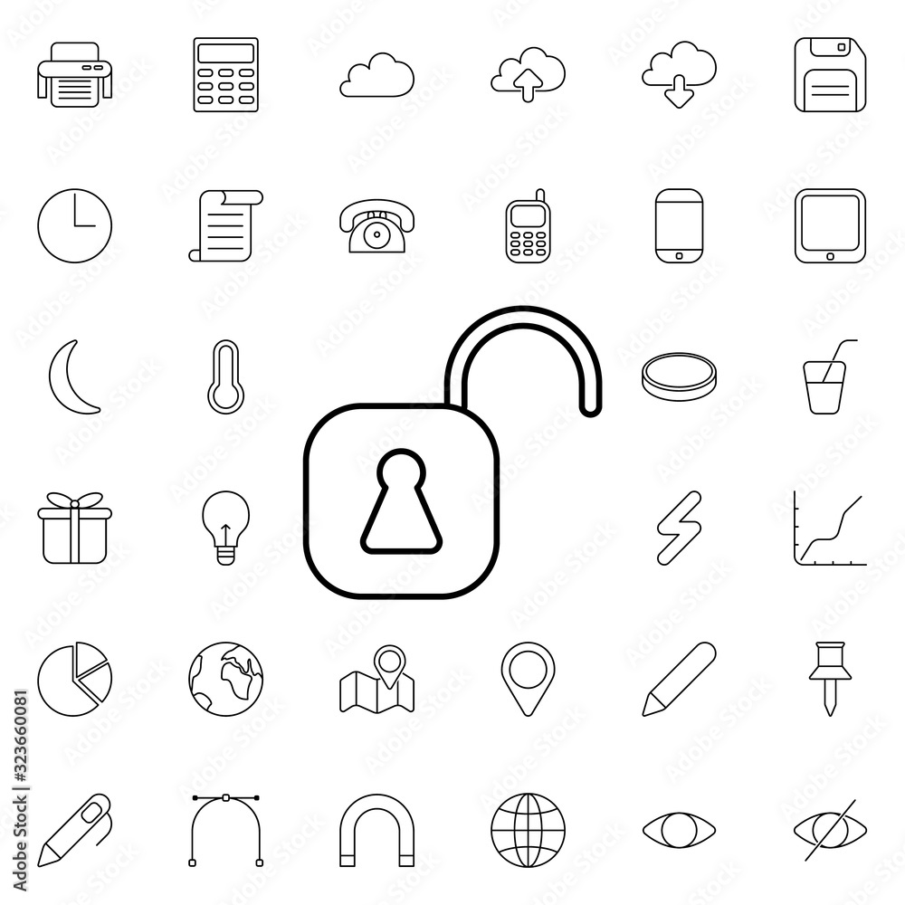 Poster unlocked sign icon. universal set of web for website design and development, app development