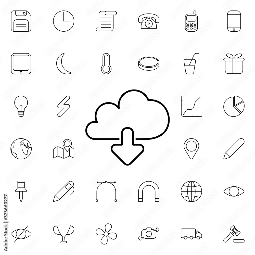 Aufkleber download cloud icon. universal set of web for website design and development, app development