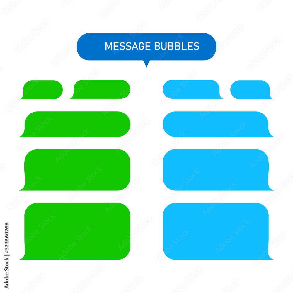 Poster messages bubbles for chat, text-sms, mms isolated on white background. modern chat service in flat s