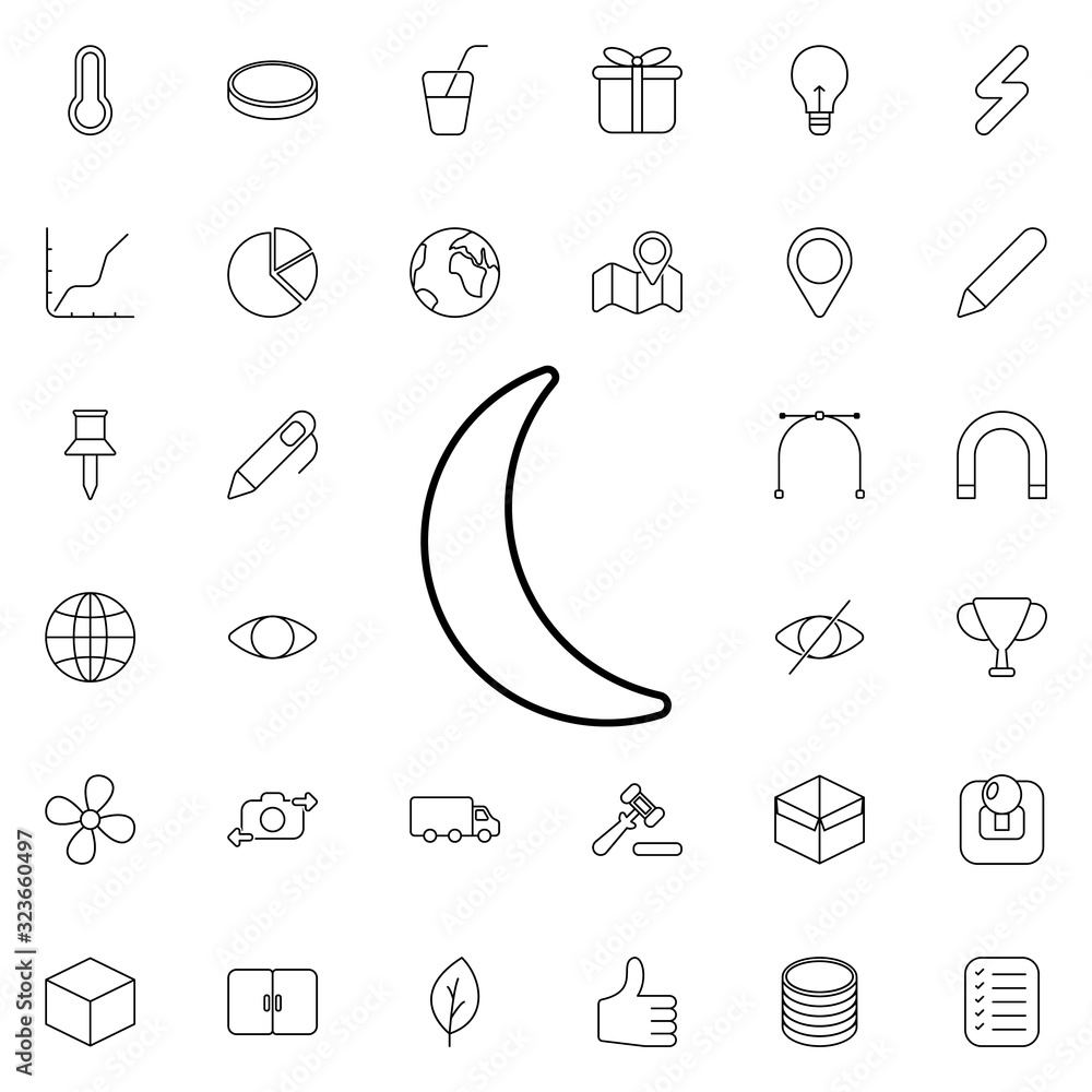 Poster half moon icon. universal set of web for website design and development, app development