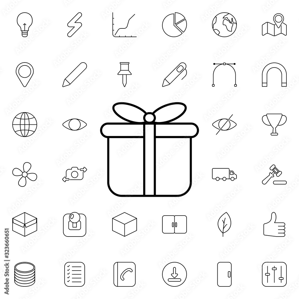 Poster gift box icon. universal set of web for website design and development, app development
