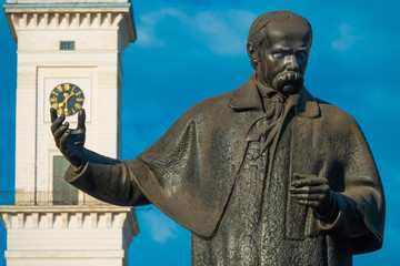 Fototapeta premium Fragment of the monument to Taras Shevchenko. Lviv. Ukraine