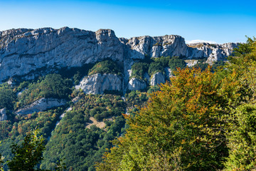 Col de Bataille, Ombleze, France. View on the plateau of Tete de la Dame.