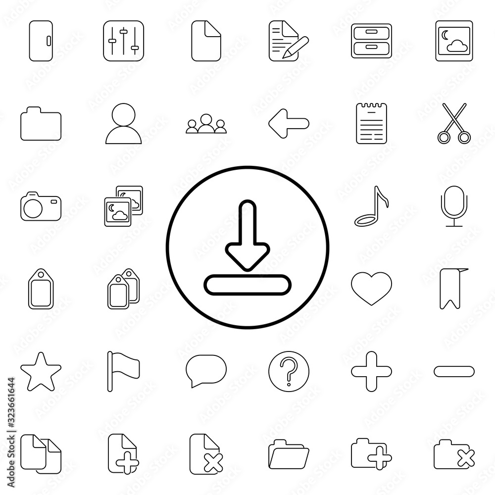 Aufkleber download sign icon. universal set of web for website design and development, app development