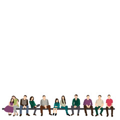 silhouette group of people sitting, flat style