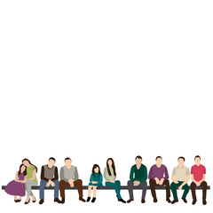 silhouette group of people sitting, flat style