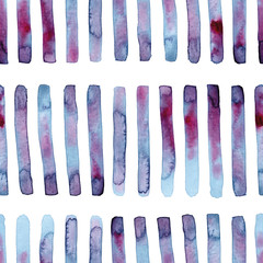Watercolor pink and blue stripes seamless pattern background