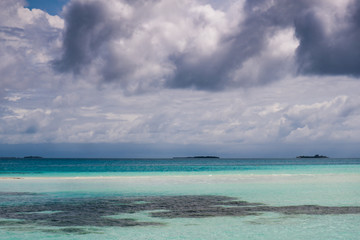 turquoise water in a beach in Maldives
