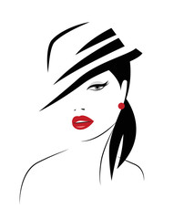 Vector_Beautiful stylish Woman in hat