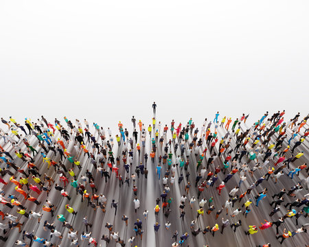 Businessman Leader Leading A Large Group Of People.