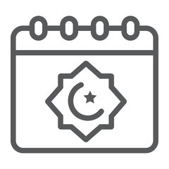 Ramadan calendar line icon, ramadan and islam, muslim day sign, vector graphics, a linear pattern on a white background, eps 10.