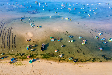 Aerial view of beach at My Hiep, Phan Rang, Ninh Thuan, Vietnam.