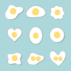 Set of fried eggs. Vector illustration