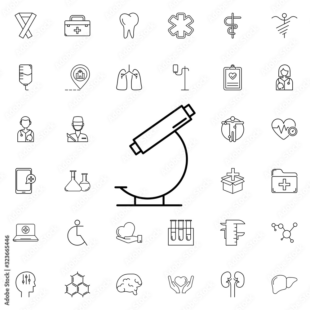 Poster microscope icon. universal set of medicine for website design and development, app development