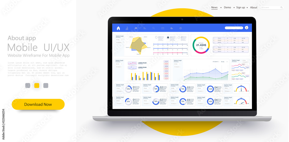 Poster dashboard, great design for any site purposes. business infographic template. vector flat illustrati
