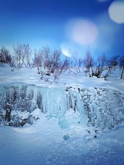 Fototapeta na wymiar beautiful frozen water falls