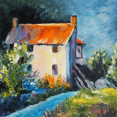 Oil Painting on Canvas - Landscape with a House