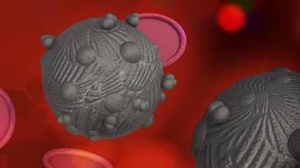 The virus in dark tone 3d rendering for  medicine  and  healthcare content.