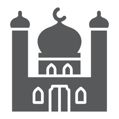 Mosque glyph icon, ramadan and islam, islamic building sign, vector graphics, a solid pattern on a white background, eps 10.