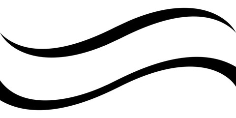Curved calligraphic line strip, vector, ribbon like road element of calligraphy gracefully curved line - obrazy, fototapety, plakaty