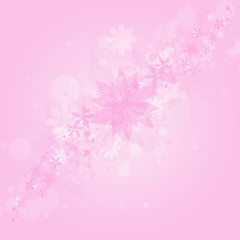 It's spring time! Pink blurry flowers with white bokeh effect on a gently pink background. Illustration.