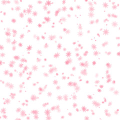 Cute little pink daisy flowers on a white background are repeated. Floral seamless pattern. Illustration.