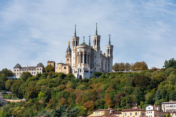 The Basilica of Notre-Dame of Fourviere in Lyon, France, Europe