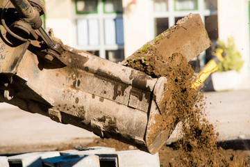 Hydraulic crane excavator in action