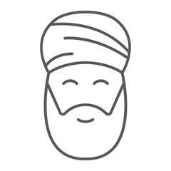 Muslim man thin line icon, ramadan and islam, arabian sign, vector graphics, a linear pattern on a white background, eps 10.
