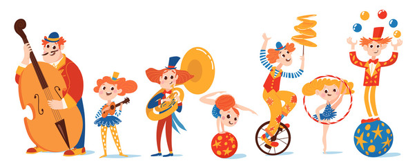 Set of vector cartoon musicians and circus characters © Valentyna