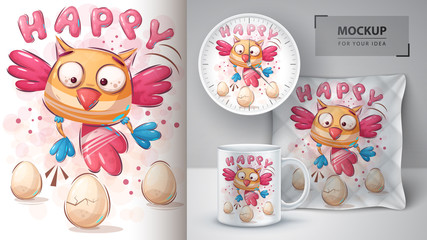 Happy bird poster and merchandising