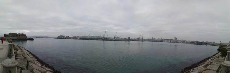 Fototapeta na wymiar Panoramic photo of the port of La Coruna