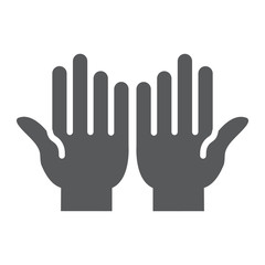 Obraz premium Islamic prayer glyph icon, islam and religion, prayer hands sign, vector graphics, a solid pattern on a white background, eps 10.
