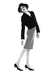 High fashion portrait of elegant woman in retro look.