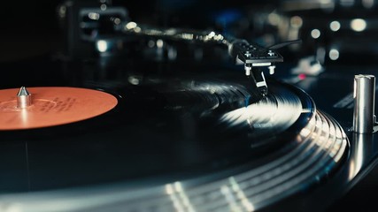 Outdoor music party. Dj playing on vinyl.