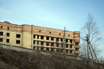 Abandoned construction site of hospital. Abandoned at 1991,during Ukrainian undependence crisis. Kiev,Ukraine