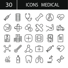 Medical thin line icons collection.
