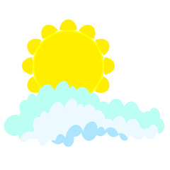 Flat sun and cloud Icon. Summer pictogram on white background. Sunlight symbol. Vector illustration, EPS10