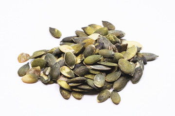 Pumpkin Seed on White Background Top View Close-up